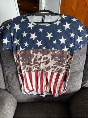 Crazy Train Navy and White Star Ribbed Top